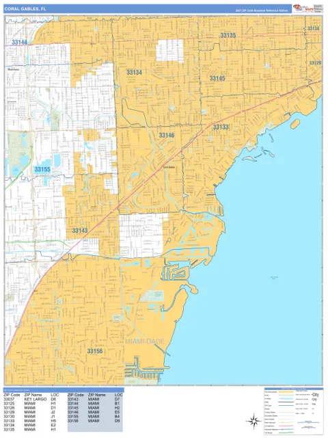 Coral Gables, FL city map