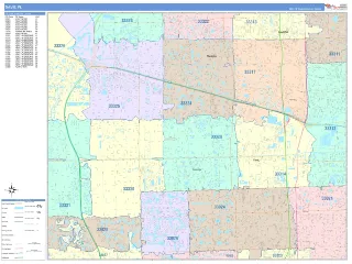 Davie, FL ColorCast style ZIP Code wall map