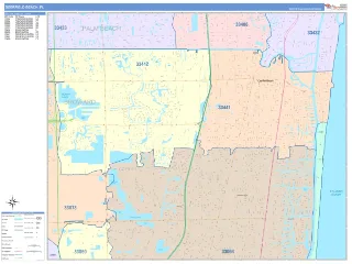 Deerfield Beach, FL ColorCast style ZIP Code wall map