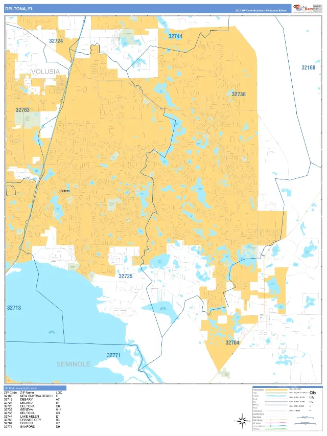 Deltona, FL ZIP Code Wall Map, Business Reference style