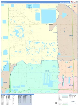 Doral, FL ColorCast style ZIP Code wall map