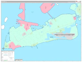 Key West, FL Classic style ZIP Code wall map