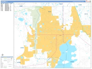 Kissimmee, FL Business Reference style ZIP Code wall map