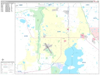 Kissimmee, FL Classic style ZIP Code wall map
