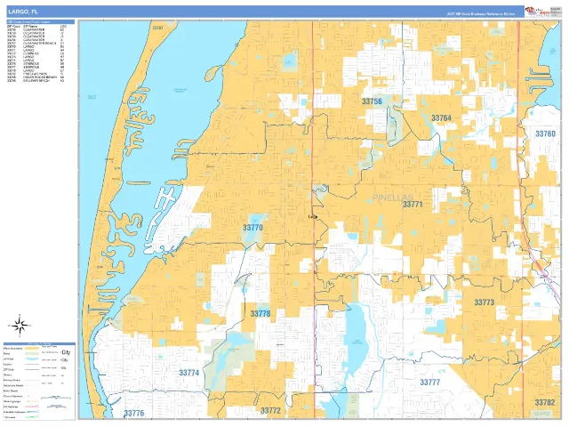 Largo, FL ZIP Code Wall Map, Business Reference style