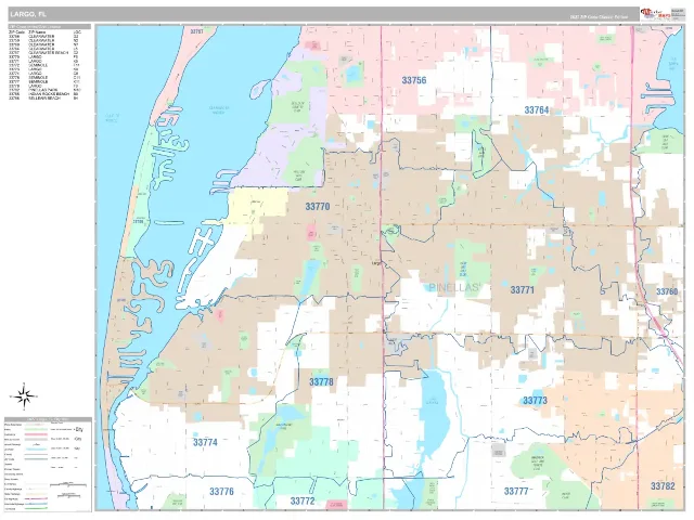Largo, FL ZIP Code Wall Map, Classic style