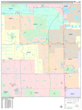 Lauderhill, FL Classic style ZIP Code wall map