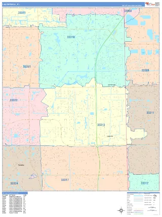 Lauderhill, FL ColorCast style ZIP Code wall map
