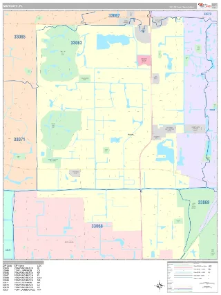 Margate, FL Classic style ZIP Code wall map