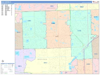 Miami Gardens, FL ColorCast style ZIP Code wall map