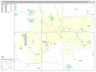 Ocala, FL Classic style ZIP Code wall map