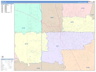 Ocala, FL ColorCast style ZIP Code wall map