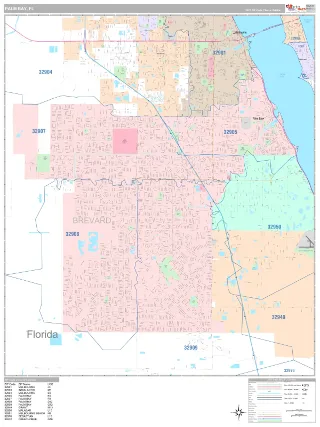 Palm Bay, FL Classic style ZIP Code wall map