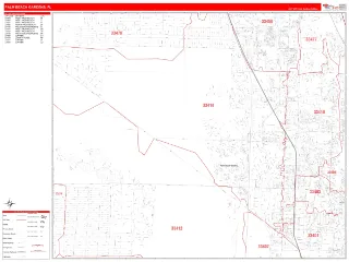 Palm Beach Gardens, FL RedLine style ZIP Code wall map