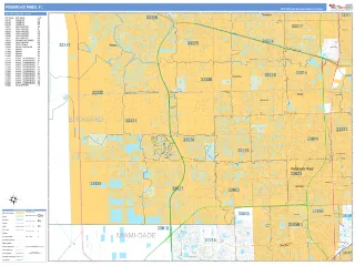 Pembroke Pines, FL Business Reference style ZIP Code wall map
