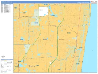 Pompano Beach, FL Business Reference style ZIP Code wall map