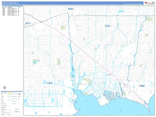 Port Charlotte, FL Business Reference style ZIP Code wall map