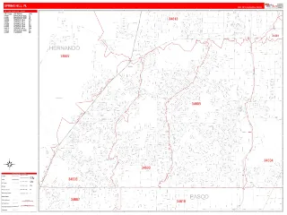 Spring Hill, FL RedLine style ZIP Code wall map