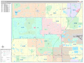 Tamarac, FL Classic style ZIP Code wall map