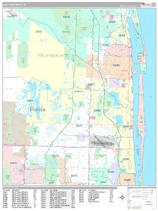 West Palm Beach, FL Classic style ZIP Code wall map