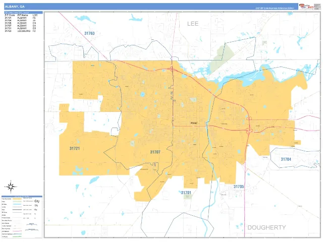 Albany, GA ZIP Code Wall Map, Business Reference style