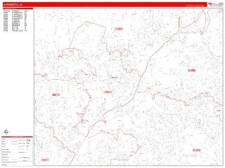 Alpharetta, GA RedLine style ZIP Code wall map