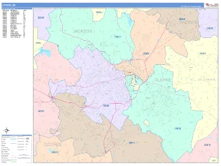 Athens, GA ColorCast style ZIP Code wall map