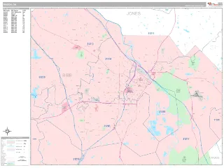 Macon, GA Classic style ZIP Code wall map