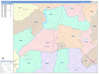 Sandy Springs, GA ColorCast style ZIP Code wall map