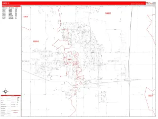Ames, IA RedLine style ZIP Code wall map