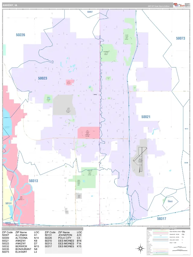 Ankeny, IA ZIP Code Wall Map, Classic style