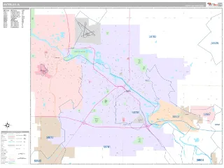Waterloo, IA Classic style ZIP Code wall map