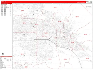 Boise, ID RedLine style ZIP Code wall map