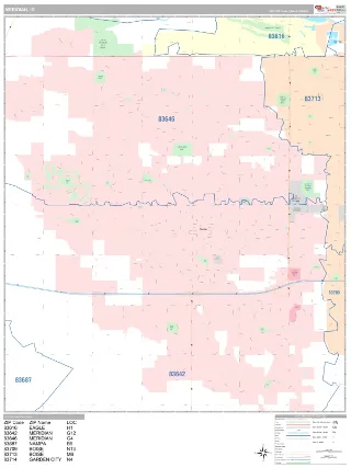 Meridian, ID Classic style ZIP Code wall map