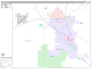 Pocatello, ID Classic style ZIP Code wall map