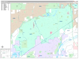 Bolingbrook, IL Classic style ZIP Code wall map
