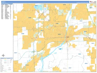 Joliet, IL Business Reference style ZIP Code wall map