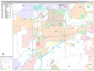 Joliet, IL Classic style ZIP Code wall map
