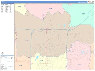 Normal, IL ColorCast style ZIP Code wall map