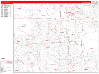 Schaumburg, IL RedLine style ZIP Code wall map