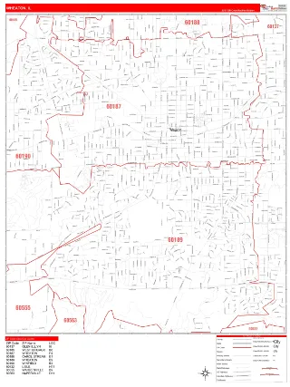 Wheaton, IL RedLine style ZIP Code wall map