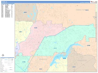 Fishers, IN ColorCast style ZIP Code wall map
