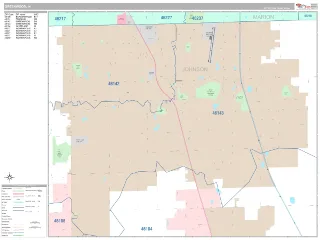 Greenwood, IN Classic style ZIP Code wall map