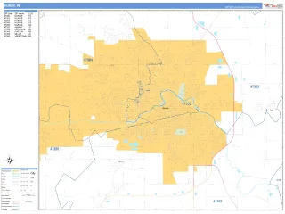Muncie, IN Business Reference style ZIP Code wall map
