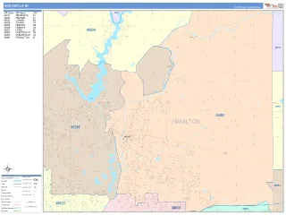 Noblesville, IN ColorCast style ZIP Code wall map