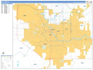 South Bend, IN Business Reference style ZIP Code wall map