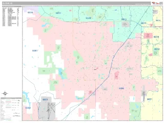 Olathe, KS Classic style ZIP Code wall map