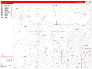 Shawnee, KS RedLine style ZIP Code wall map