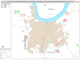 Owensboro, KY Classic style ZIP Code wall map