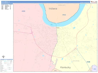 Owensboro, KY ColorCast style ZIP Code wall map